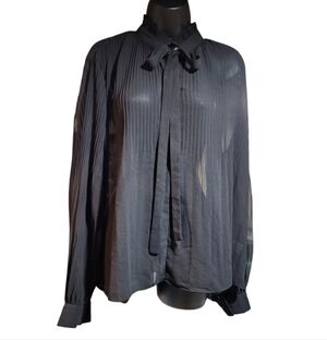 Vintage Charlotte Russe Pleated Bow Tie All-Around Pleated Raglan Sleeves Size L